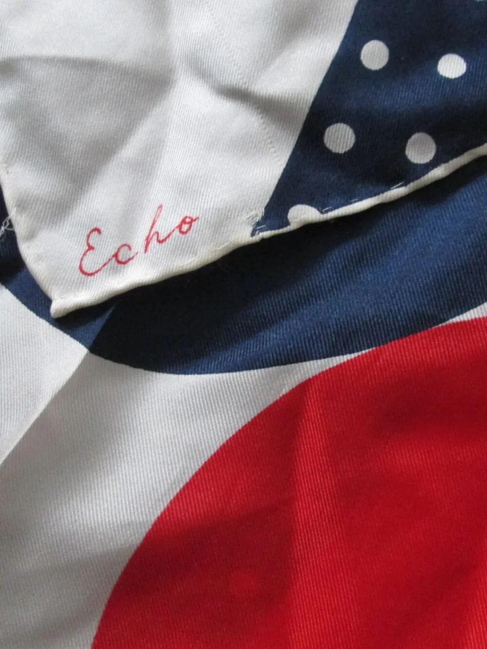 Echo silk patriotic red white blue silk scarf